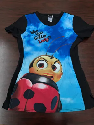 Pixar “Who You Callin’ Lady” Francis A Bug’s Life Scrub Top Size X-Small thumbnail 1