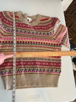 J. Crew Puff-sleeve Cherry Fair Isle Crewneck‎ Sweater Size Small girly dainty thumbnail 6