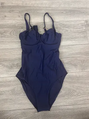 New Quince Italian Underwire One-Piece Swimsuit in Navy Blue Size Small MSRP $42 thumbnail 2