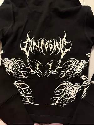 Civil Regime Zip-Up Long Sleeve Small Gothic Tribal Floral Black Womens Hoodie thumbnail 10