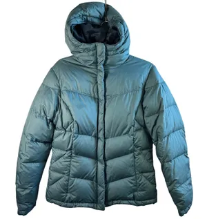 Columbia‎ Down Puffer Jacket Teal Blue Green Quilted Hooded Winter Coat Womens S thumbnail 1