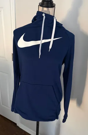 Nike Dri-FIT Women’s Navy Blue Hoodie Size Medium Athletic Pullover thumbnail 1