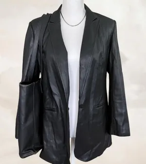 Express Black Faux Leather Blazer thumbnail 2