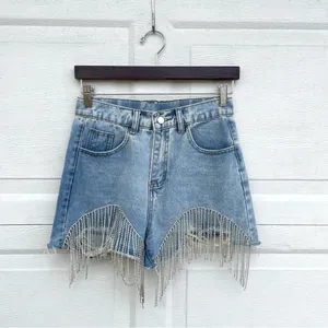 Savanna Jane Womens Shorts Rhinestone Tassel Blue Jean Denim Hippie Size Small thumbnail 2