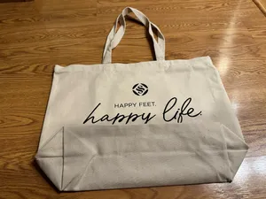 Happy Feet Happy Life Tote Bag Canvas never used Durable Great For Groceries Etc thumbnail 4