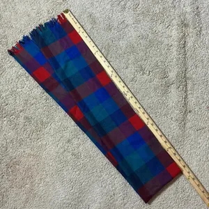 Pendleton Plaid Virgin Wool‎ Scarf Blue Red Purple Fringe Preppy Winter Warm thumbnail 3