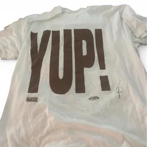 Authentic Travis Scott Utopia "YUP!" graphic t-shirt in whiteUnisex one-size fit thumbnail 1