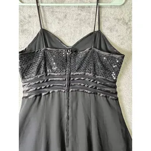 Vintage Y2K Black Ballgown Sequin Formal Dress Dark Glam Prom Princess USA Small thumbnail 4