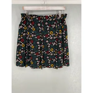LOFT Womens Skirt Floral Print Elastic Waist Lined Black Multi Medium thumbnail 2