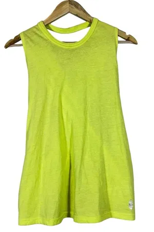 Free People Movement No Sweat Tank Top Twist Open Back Neon Lime Activewear XS thumbnail 1