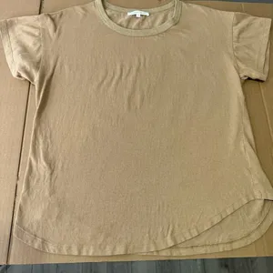 Bohme Minimalist Contemporary Cotton‎ Crew Neck Short Sleeve Top T-shirt Tan Med thumbnail 4