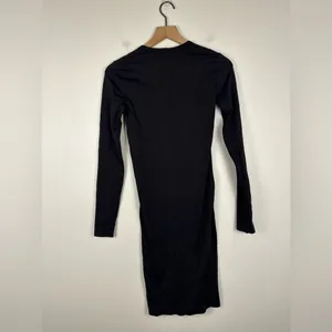 Helmut Lang Black Scoop Neck Bodycon Long Sleeves Basic Stapple Sz XS‎ thumbnail 5
