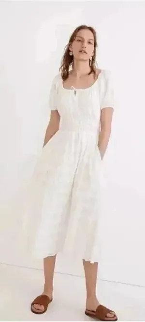 Madewell Women's Sophia Midi Dress in Seersucker Check size XS #1830 thumbnail 1
