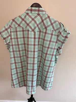 Vintage Turquoise Plaid Pearl Button Western Shirt-XL thumbnail 4