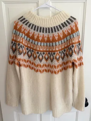 Aerie Fair Isle Nordic‎ Chunky Knit Sweater Cream Small Cozy Oversized thumbnail 10