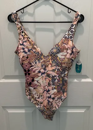 Micah Floral One-Piece Swimsuit with Extreme High Leg Wrap Thigh thumbnail 1
