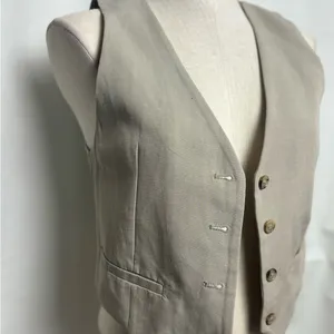 Zara Stylish Beige Vest with Button Detail XS NWT thumbnail 2