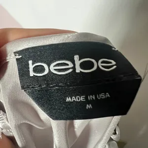 Vtg y2k Bebe Midi Slip Dress Medium Silver Satin 2000s 90s thumbnail 3