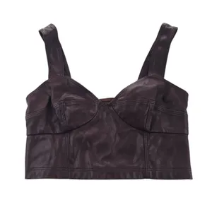 Peter‎ Som -1628 Rent The Runway - Burgundy Red Faux Leather Bustier Top Size 2 thumbnail 2