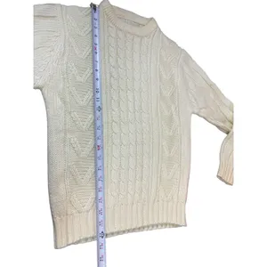 Ivory Knit Sweater Women’s Small Cream Aran Style Old Money Preppy thumbnail 6