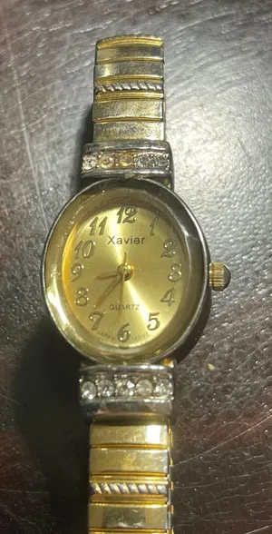 Xavier Vintage Two-Tone Crystal Accent‎ Stretch Band Watch Gold Silver @J thumbnail 1