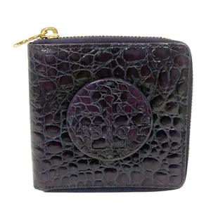 Tory Burch Purple Full Zip Leather Embossed Multi Card Wallet thumbnail 1