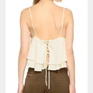 Free People Ivory Tropical Wave Crop Top thumbnail 2