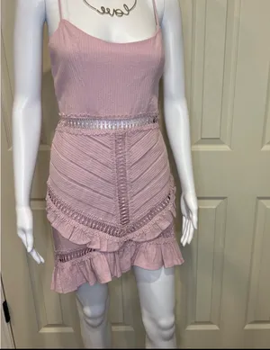 Selfie Leslie Women S This Way Pintuck Ruffle Mini Dress NWT thumbnail 2