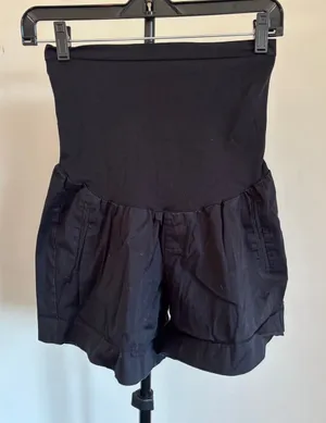 Motherhood Black High-Waist Maternity Shorts with Wide Panel thumbnail 1