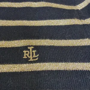Lauren Ralph Lauren black gold metallic striped ribbed turtleneck S thumbnail 3