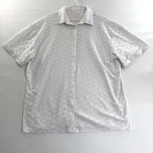White Eyelet Lace 2 Piece Button Down Shirt & Shorts 1XL Swim Cover‎ Up Set thumbnail 2