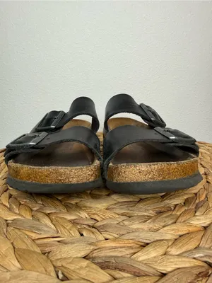 Birkenstock Arizona Sandal Black Leather Two-Strap Slide Sandals thumbnail 6