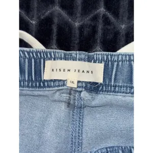 Risen Blue Denim Utility Pocket High‎ Rise Wide Leg Elastic Waistband Size 1XL thumbnail 3
