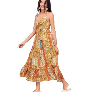 Nordstrom NWT Cider Woven V-Neck Halter Floral Patch Maxi Dress Sz 6 thumbnail 3