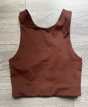 Girlfriend Collective Brown High Neck Longline Sports Bra Cropped Tank Yoga XS thumbnail 1