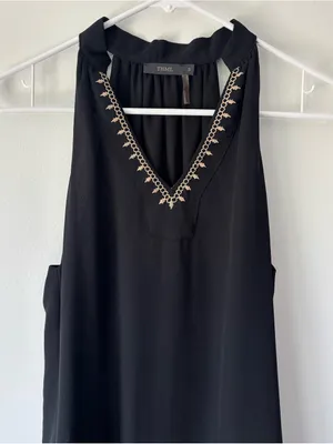 THML Black Mini Shift Sleepless Dress Embroidered Stripes Boho Print thumbnail 2