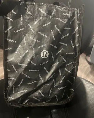 lululemon athletica Black Logo reusable Tote bag perfect for packing lunch. thumbnail 1