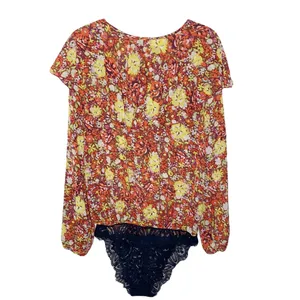 Free People Say it to me red sienna floral printed bodysuit size M thumbnail 5