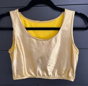 GOLD OUT Metallic Crop Tank Top Casual Costume Gameday Adult Sz M EUC thumbnail 1