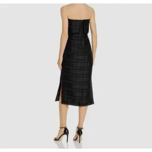 C/ MEO Collective Black Strapless Side Slit Plaid Refresh Cocktail Dress Size M thumbnail 2