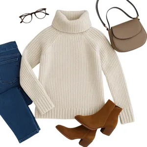 Banana Republic Merino Wool Blend Chunky Turtleneck Sweater Womens Small Oatmeal thumbnail 5
