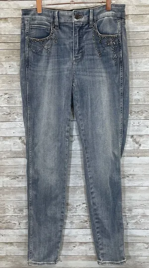 White House Black Market Womens 6 Jeans Embellished Silver Bead‎ Skinny Everyday thumbnail 1
