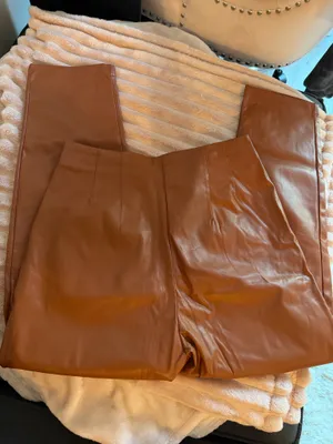 Lush Clothing Faux Leather Caramel Brown High-Rise Pants thumbnail 3
