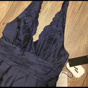 Adrianna Papell Navy Blue Halter Dress | Knee Gown | Semi Formal | Size 8 NWT thumbnail 7