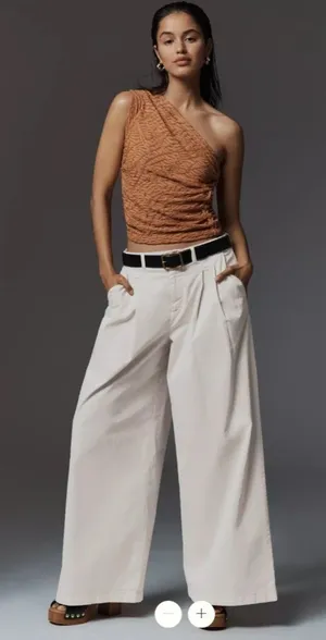 By Anthropologie Low-Rise Pleated Wide-Leg Trousers thumbnail 1