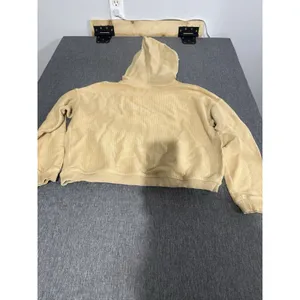 Aerie Tan Oversized Cropped Tan Ribbed Hoodie Womens Sz S thumbnail 8