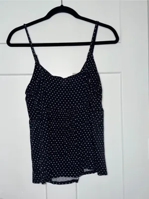 Black and White Polka Dot Tie Front Tank Size M thumbnail 2