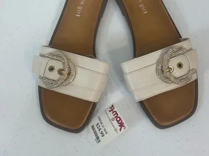 Madden Girl Cream Slide Sandals with Rhinestone Buckle thumbnail 2