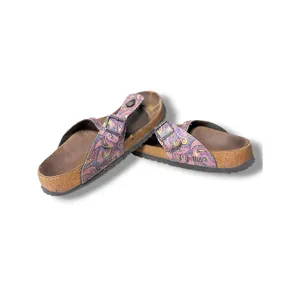 Papillio Birkenstock Pink Purple Paisley Thong Sandals Cork EU 41 US 10 thumbnail 5