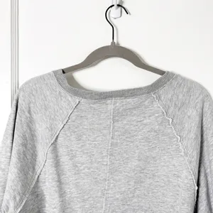 Anthropologie Pilcro Reworked Popover V-Neck Sweatshirt Cotton Gray Distressed L thumbnail 11